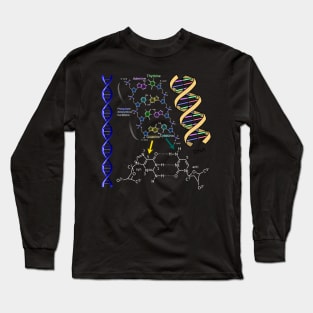 DNA Double Helix Chemical Formula Molecules Science Art Long Sleeve T-Shirt